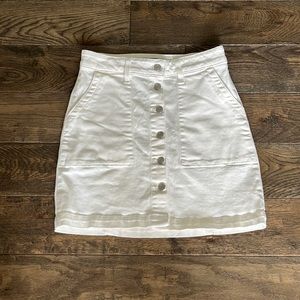 J. Crew Mercantile White Denim Buttoned Skirt